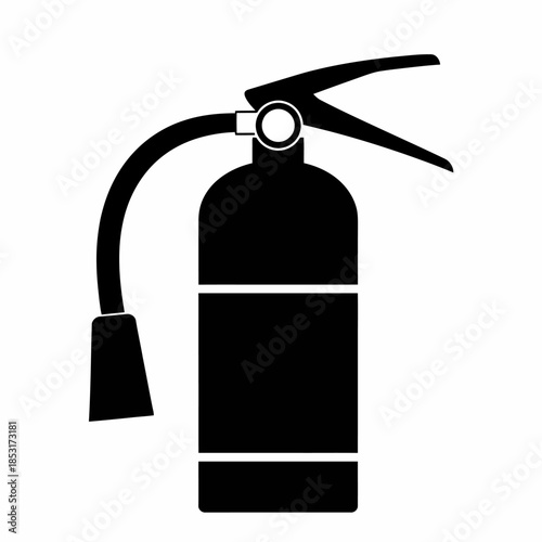 Black silhouette of a fire extinguisher, a portable device used to put out fires