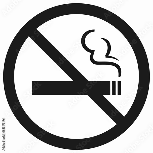 Universal symbol for no smoking, a clear visual warning sign indicating a prohibited area or activity for health and safety regulations, rendered in a clean, high-contrast graphic style