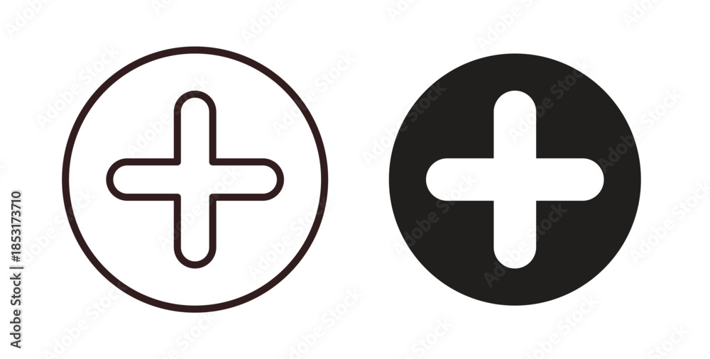 Fototapeta premium Plus icons. thin line and glyph vector icons pack on white background