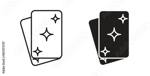 Playing cards icons. thin line and glyph vector icons pack on white background