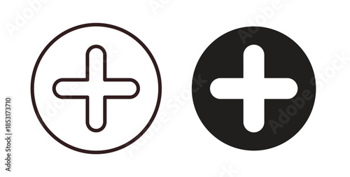 Plus icons. thin line and glyph vector icons pack on white background