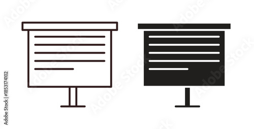 Presentation icons. thin line and glyph vector icons pack on white background