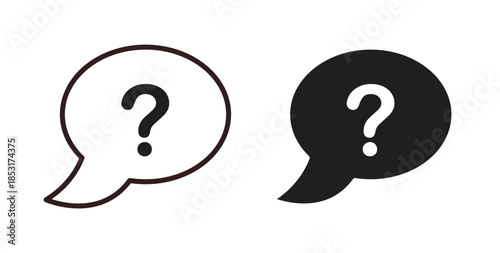 Question icons. thin line and glyph vector icons pack on white background