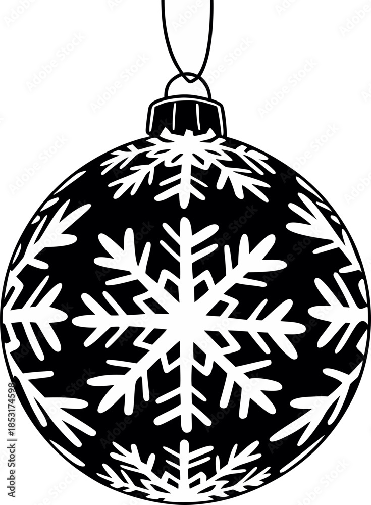 Obraz premium Vector Illustration of a Christmas Ornament Ball with Winter Design, Christmas Ornament Vector Illustration, Festive Holiday Ornament Ball, Winter Design Christmas Ball Graphic