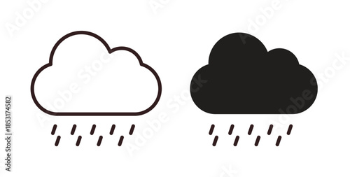 Rain icons. thin line and glyph vector icons pack on white background