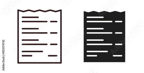 Receipt icons. thin line and glyph vector icons pack on white background
