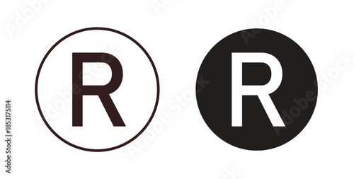 Registered icons. thin line and glyph vector icons pack on white background