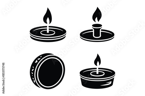 Decorative tealight candle icons in black silhouette