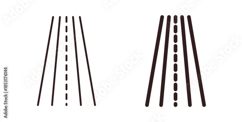 Road icons. thin line and glyph vector icons pack on white background