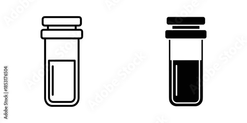 Two test tubes, one empty, one filled