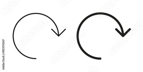 Rotate right icons. thin line and glyph vector icons pack on white background