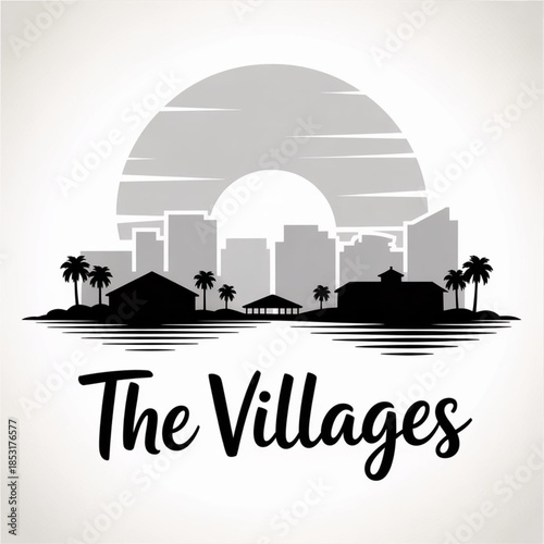 The Villages Florida Skyline Silhouette — America’s Premier Active Adult Community Vector Illustration