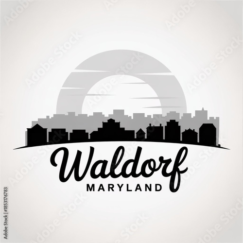 Waldorf Skyline Silhouette — A Growing Suburban Hub of Southern Maryland Vector Illustration