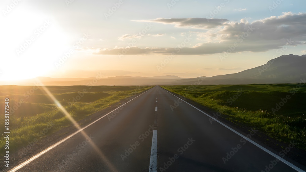 Fototapeta premium Sunset over open road
