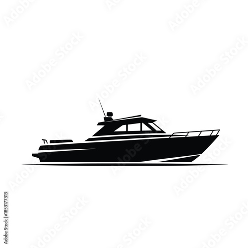 Boat and Yacht Silhouette Vector Set: Collection of Black Sailboat, Speedboat, and Ship Icons on White Background