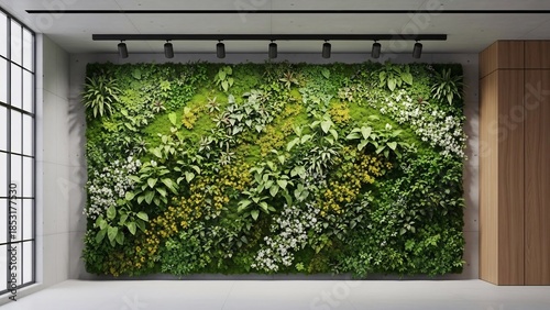 Indoor Vertical Garden Wall with Lush Greenery and Modern Interior Design.