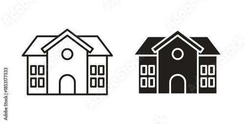 school icons. thin line and glyph vector icons pack on white background