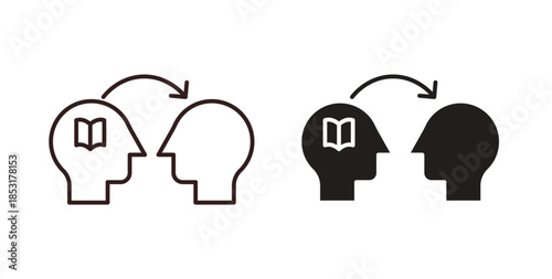 Share thoughts icons. thin line and glyph vector icons pack on white background