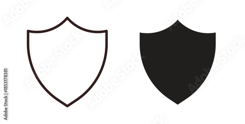 Shield icons. thin line and glyph vector icons pack on white background