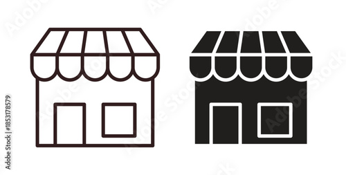Shop icons. thin line and glyph vector icons pack on white background