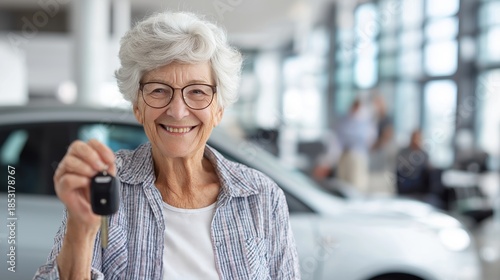Elderly Woman Holding Car Key