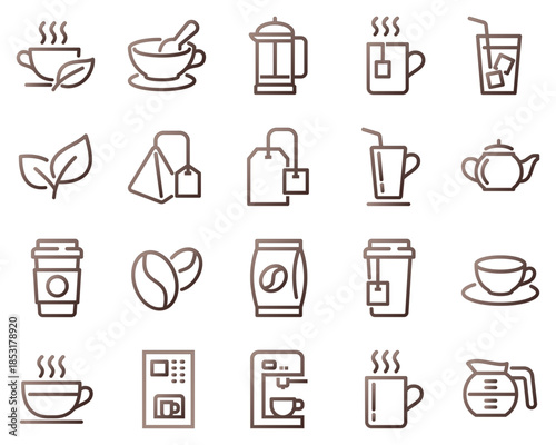 Simple Set of Coffee and Tea Related Vector Line Icons