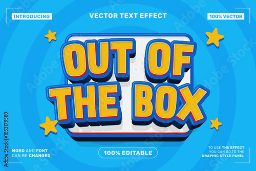 Out of the Box 3D Editable Text Effect Vector Style