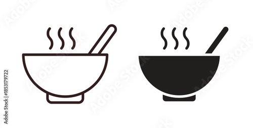 Soup icons. thin line and glyph vector icons pack on white background