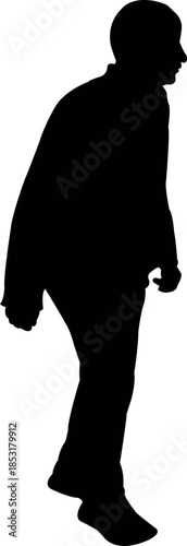 an old man walking body silhouette vector