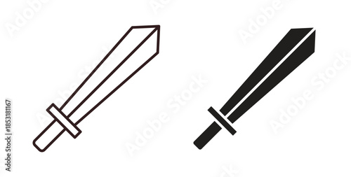 Sword icons. thin line and glyph vector icons pack on white background
