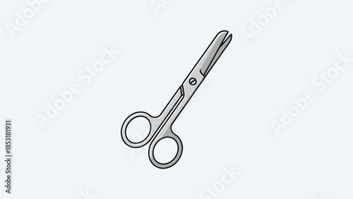 A colored line drawing illustration of a pair of small, stainless steel scissors for manicures, pedicures, or general grooming.