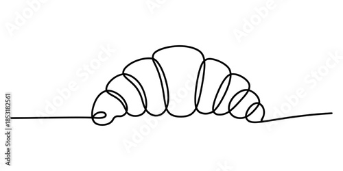 A simple and elegant continuous line art drawing of a classic french croissant pastry Vector, illustration