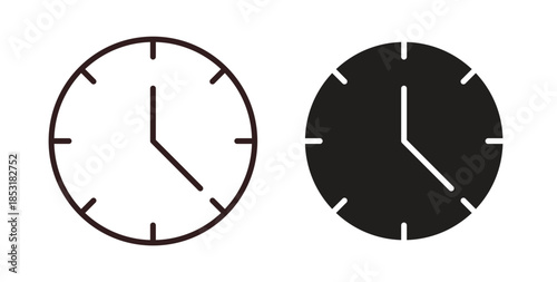 Time clock icons. thin line and glyph vector icons pack on white background
