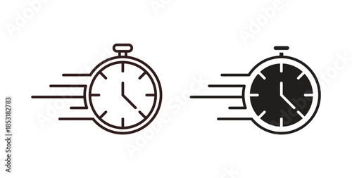 Time fast icons. thin line and glyph vector icons pack on white background