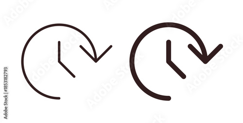 Time forward icons. thin line and glyph vector icons pack on white background