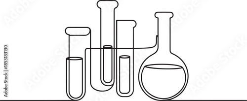 laboratory test tubes.one line vector illustration with out background