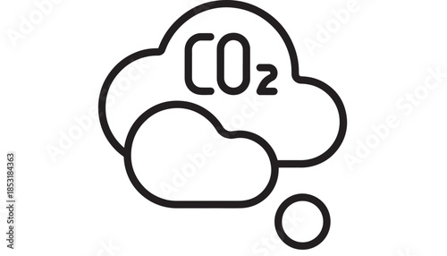 Carbon dioxide cloud icon with chemical formula simple design on transparent background silhouette