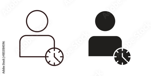 User time icons. thin line and glyph vector icons pack on white background