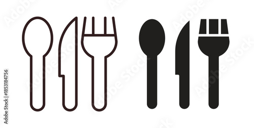 Utensils icons. thin line and glyph vector icons pack on white background