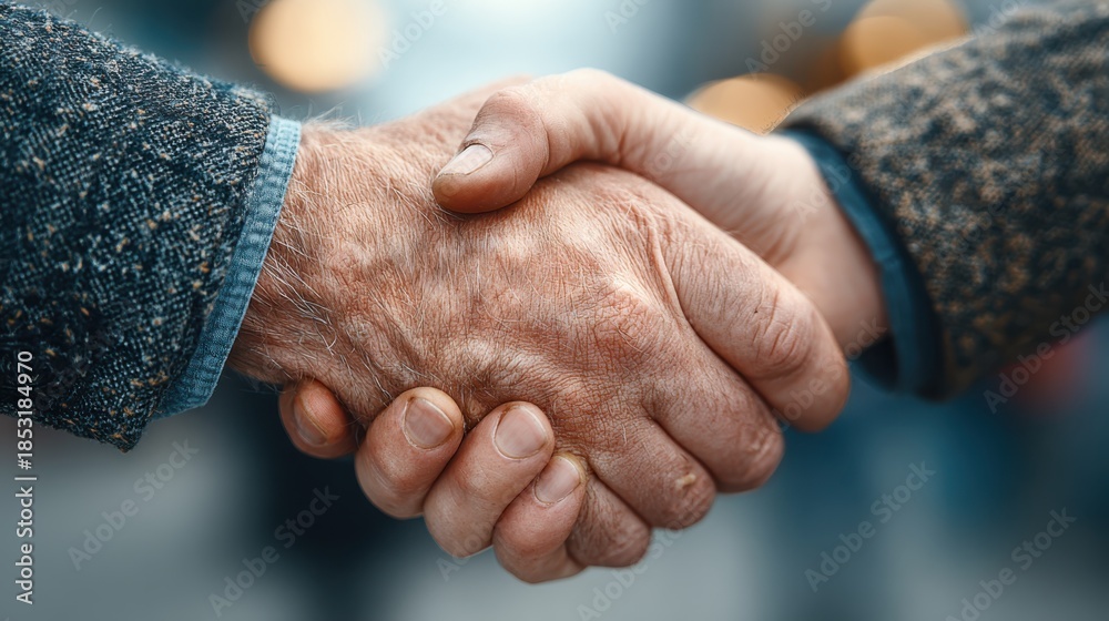 Fototapeta premium Successful business handshake showcasing partnership and cooperation at an indoor meeting between professional individuals