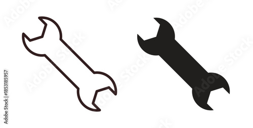 Wrench icons. thin line and glyph vector icons pack on white background