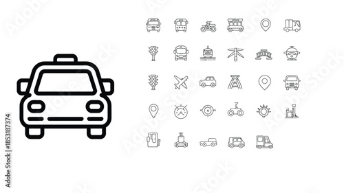 Transportation Mobility Line Icons