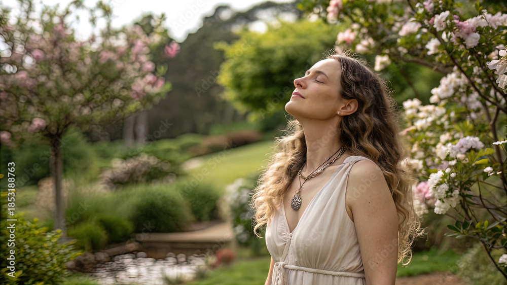 Naklejka premium A portrait of a modern woman in a natural, everyday setting.