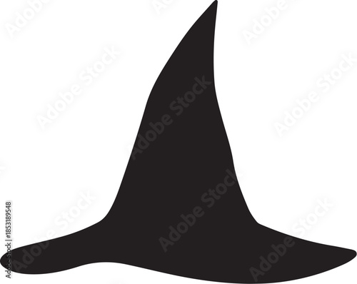 Black Witch Hat with Pointed Tip and Wide Brim also transparent background