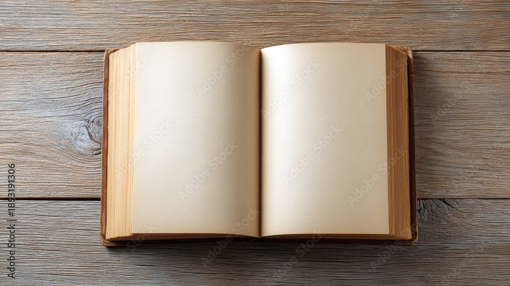 Fototapeta premium Classic Open Book With Empty Pages Designed for Notes, Drawings and Memory