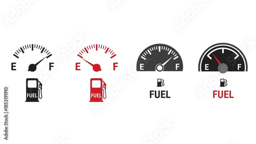 Fuel Gauge Icons Empty to Full Indicators for Automotive and Industrial Applications