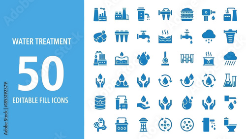 Collection of Water Treatment Icons in Editable Format