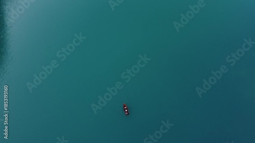 rowboat on the lake braies , italy