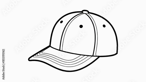 Baseball cap illustration in black and white style
