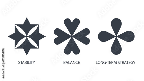 Minimalist Business Icons in Dark Gray Color for Corporate Branding on White Background